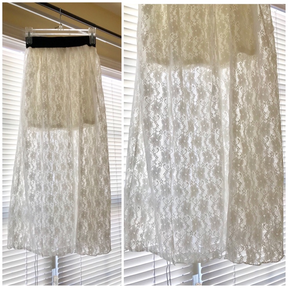 White lace sheer maxi skirt small